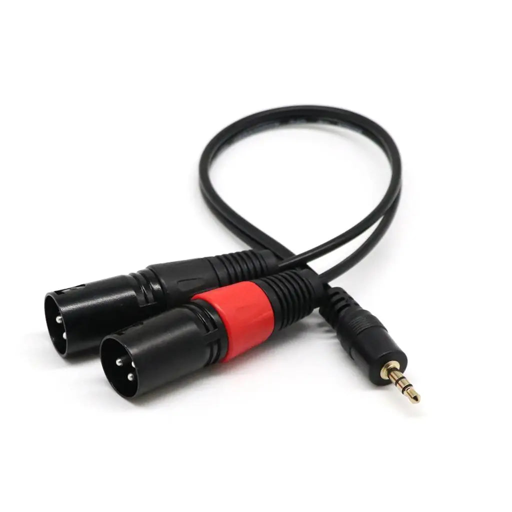 1Ft 1/8 Inch 3.5mm Stereo Male TRS Audio to Dual 2 XLR Cable
