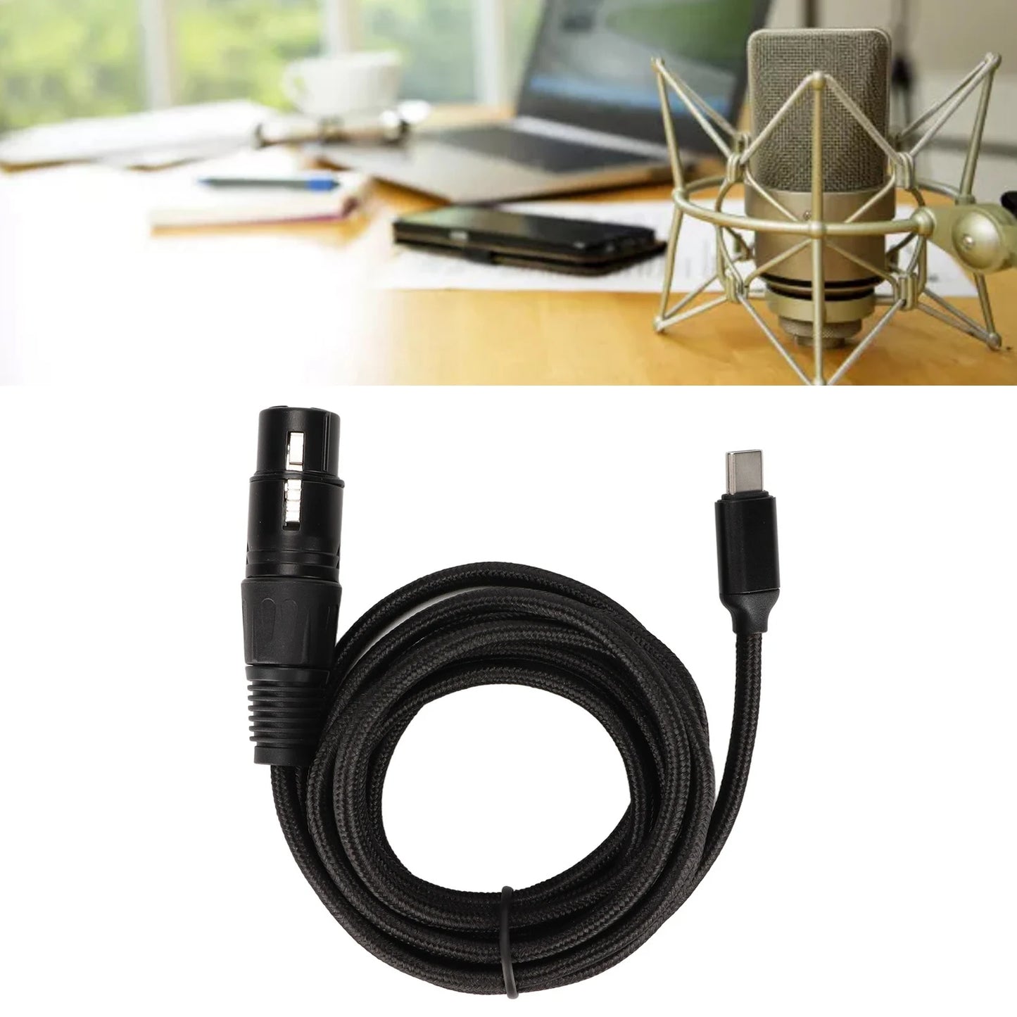 Recording Line USB C to XLR Female Cable Low Noise HIFI Plug and Play USB C Microphone Cable for Windows USB C Microphone Cable