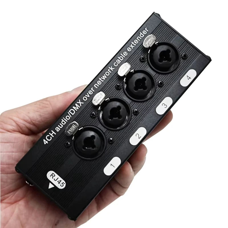 4-Channel Audio/ over Network Cable Extender 3-Pin XLR Audio and DMX512 Network Signal Extender Female-ABHG