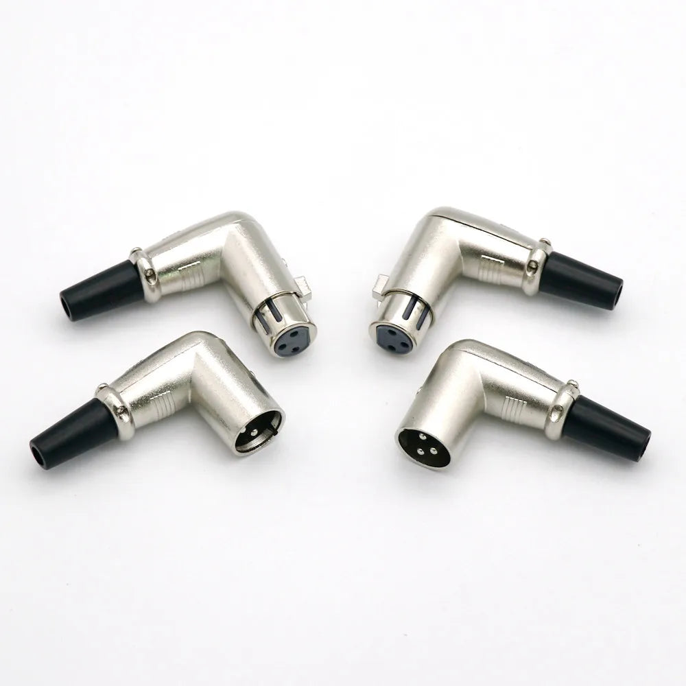 90 Degree Angle 3Pin XLR Male and Female Microphone Audio Cable Connector Metal Cannon Cable Plug Terminals 3Core XLR Mixer Plug