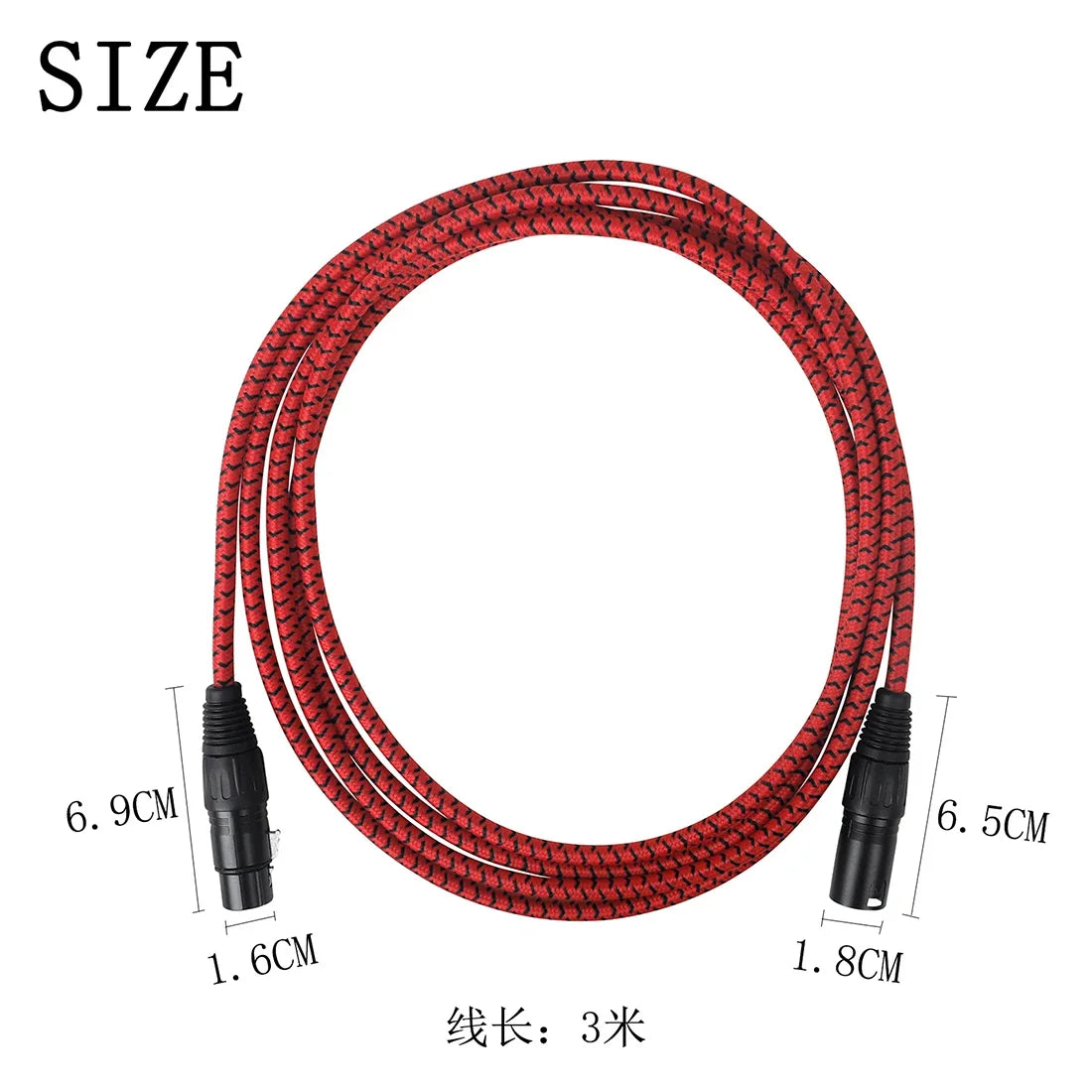 3M Microphone Audio Cable XLR Adapter Metal Snap Noise Canceling Braided Cable for Electric Acoustic Guitar Bass Portable Parts