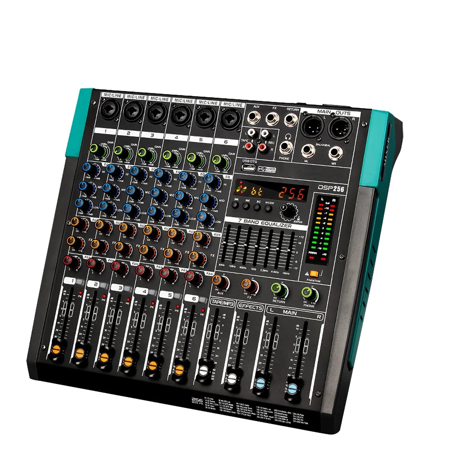 2024 Professional 6 Mono Channel Audio Mixer Console Metal and Plastic Material Misturador De Audio