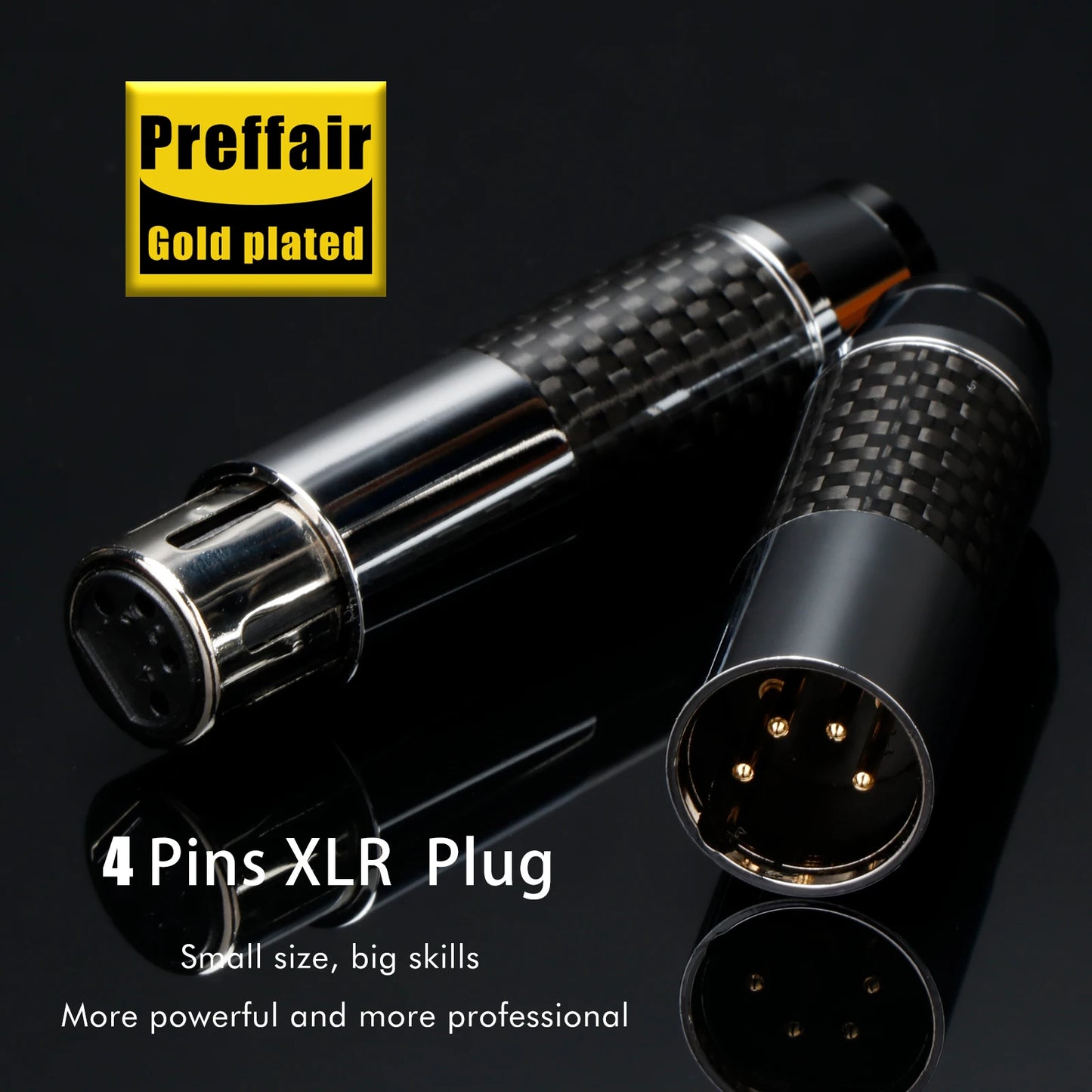 4pin XLR Connector Headphone XLR Adapter Carbon Fiber Audio XLR Professional Audio Microphone Line Plug For 11mm cable DIY Cable