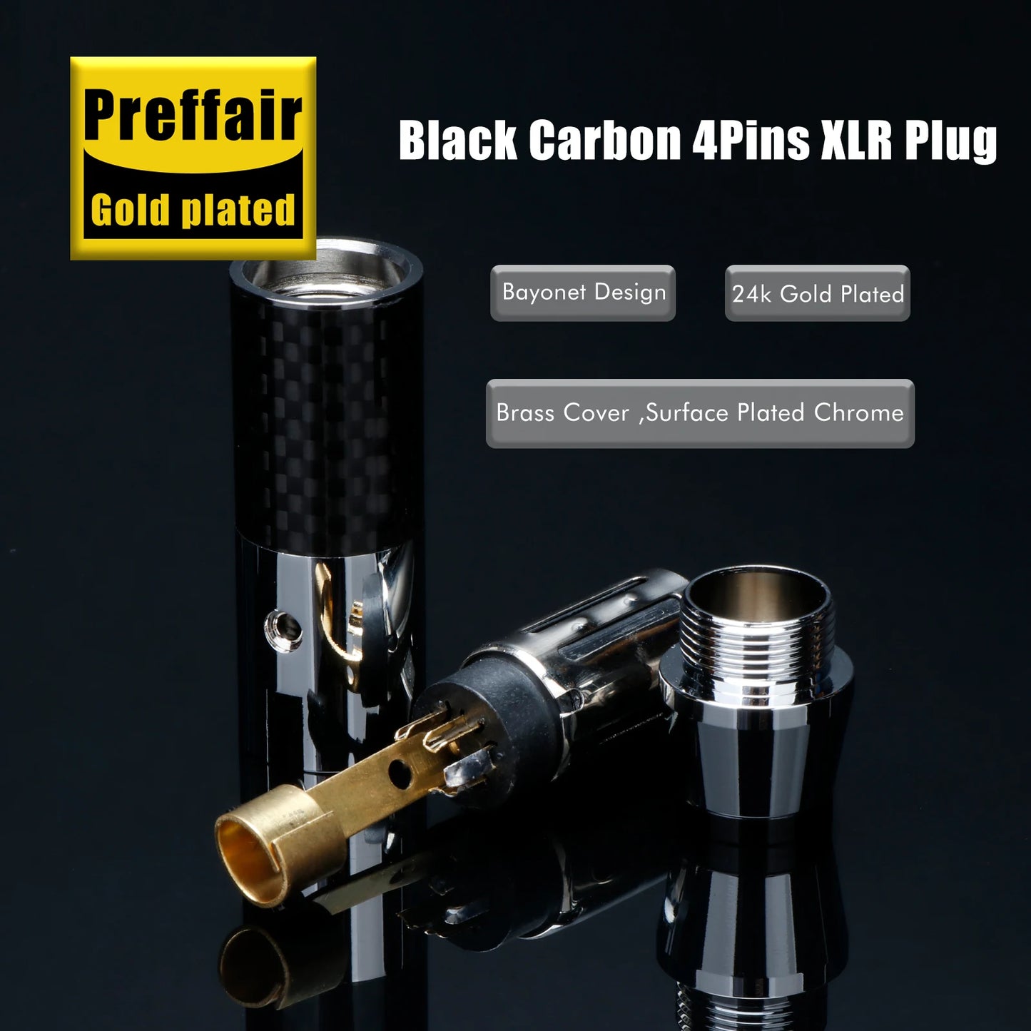 4pin XLR Connector Headphone XLR Adapter Carbon Fiber Audio XLR Professional Audio Microphone Line Plug For 11mm cable DIY Cable