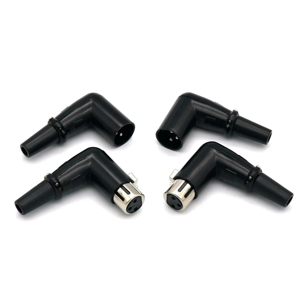 90 Degree Angle 3Pin XLR Male and Female Microphone Audio Cable Connector Metal Cannon Cable Plug Terminals 3Core XLR Mixer Plug