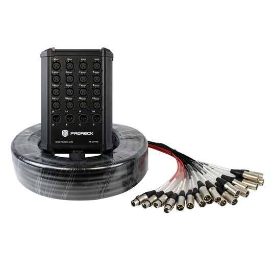 PRORECK 16-Channel Low-Profile XLR Send Circuit Board Snake Cables 50ft XLR Splitter Cable for Live Performances Recording Stage