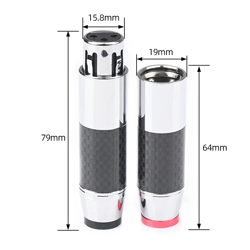 Hi-end 4PCS Hifi XLR Plug Carbon Fiber Rhodium-plated XLR Male and Female Connector for Audio Cable DIY