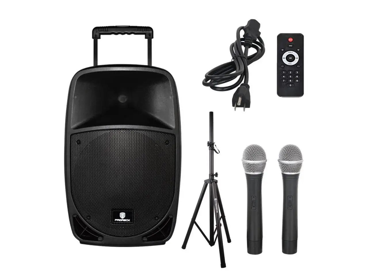 PRORECK Freedom 15 Portable 15-Inch 800 Watt 2-Way Rechargeable Powered Dj/PA Speaker System with Bluetooth/USB/SD Card Reader