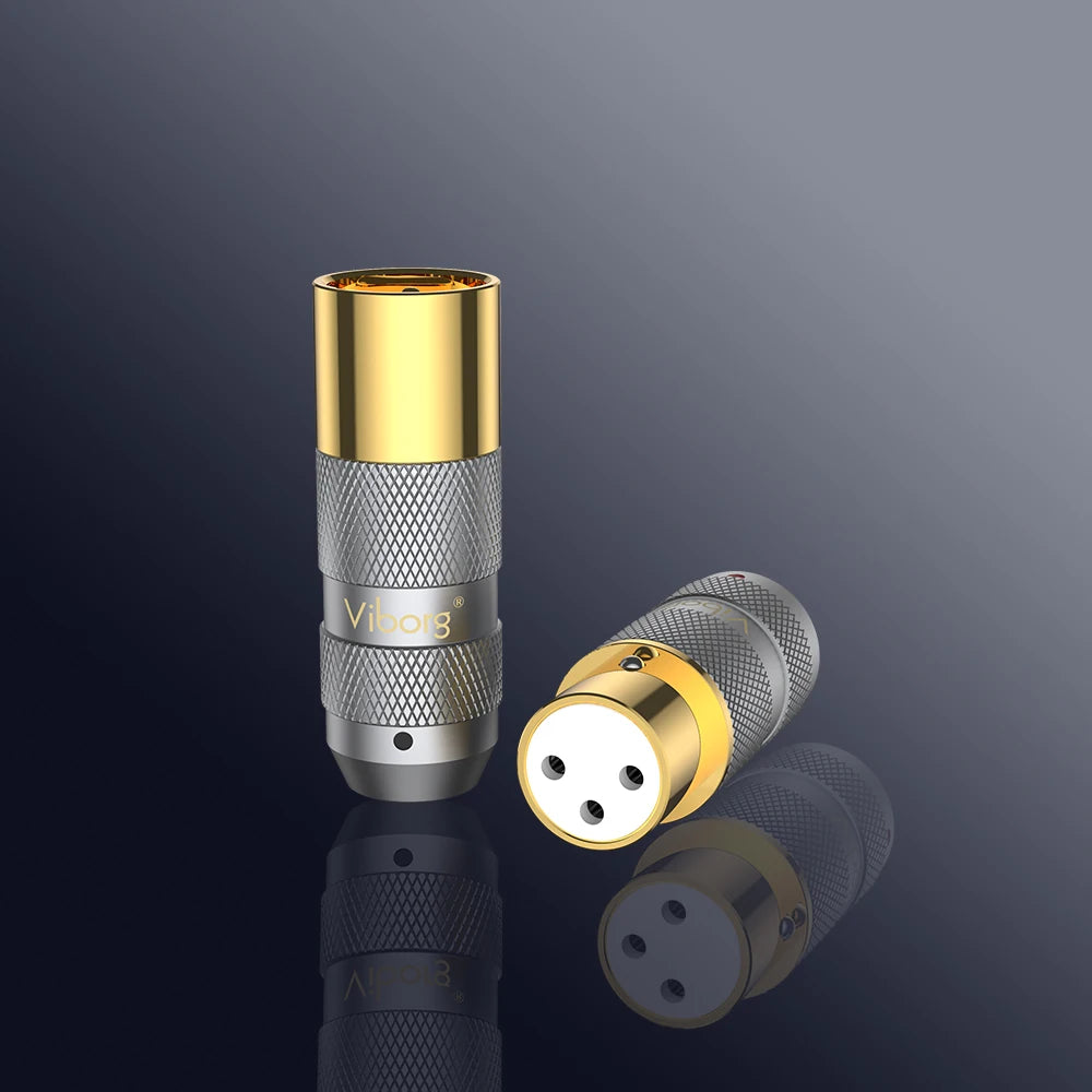 High Quality Viborg XF202G XM202G pure copper 24K Gold plated XLR male female Plug Hifi Audio Cable XLR Balance 3Pins Connector