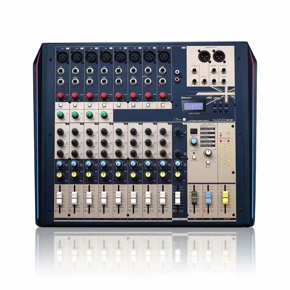 NANO M08BT/M12BT Professional Audio Mixer 8/12 CHANNEL Audio Mixing Console Mp3 Player+ Stereo Sound Craft Mixer
