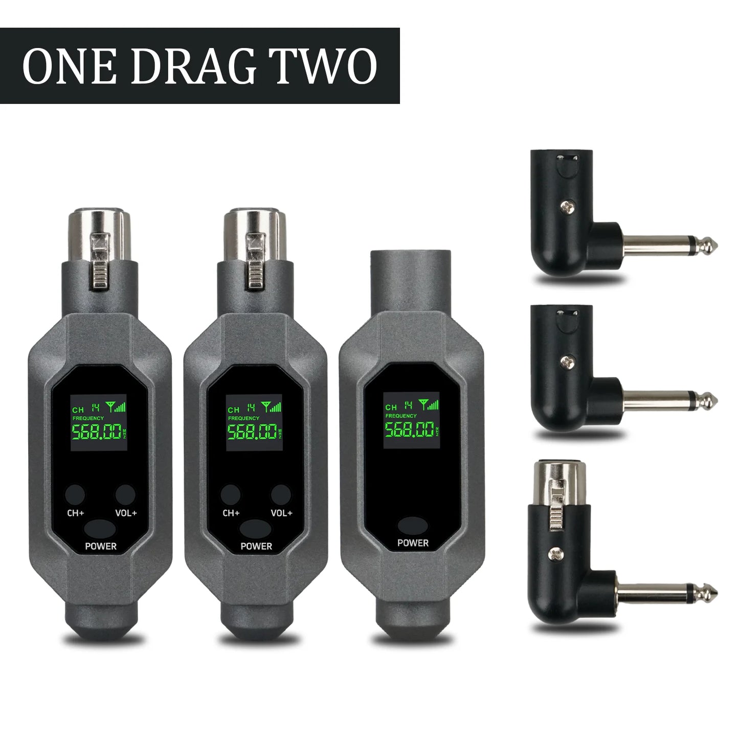 Wireless microphone transmitter receiver plugged into XLR microphone wireless system, suitable for 48V capacitive microphone