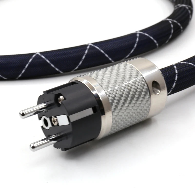 HiFi Power Cable FI-E50 FI-50 (R) Plug Schuko Fever Audio Cable OCC Rhodium Carbon Fiber EU/US C15 Plug