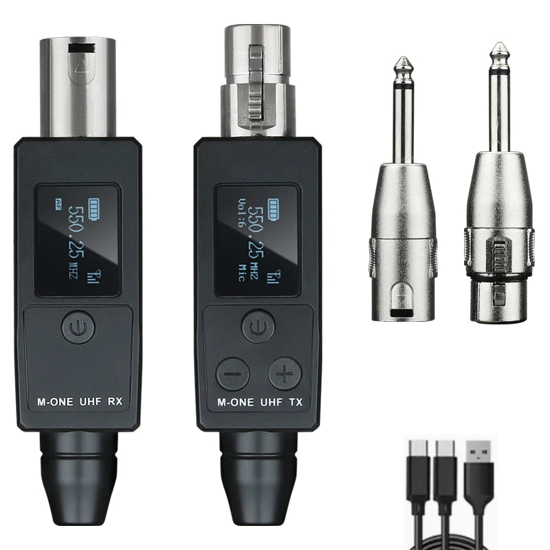 UHF Wireless Converter XLR Dynamic Mic Adapter Rechargeable Battery M-ONE UHF RX/TX Frequency Professional Audio System