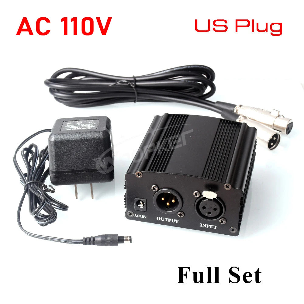 Woopker 48V Phantom Power Supply with XLR Cable for Condenser Microphone BM 800 858 Audio Recording Karaoke Sound Equipment