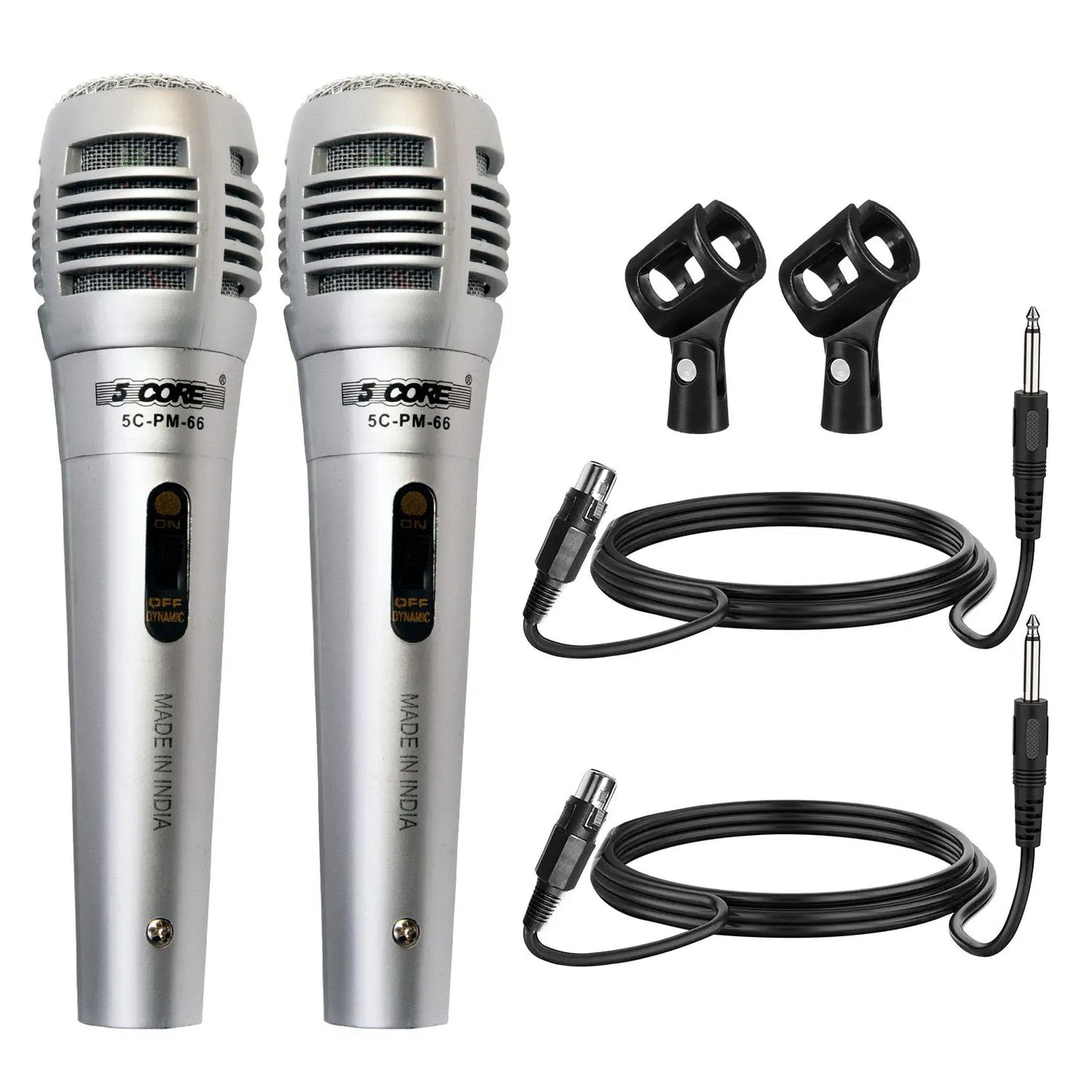 5 CORE Microphone Dynamic Vocal Handheld Mic Cardioid Unidirectional Microfono w On Off Switch + XLR Audio Cable for Singing