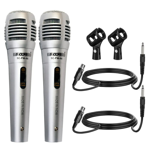 5 CORE Microphone Dynamic Vocal Handheld Mic Cardioid Unidirectional Microfono w On Off Switch + XLR Audio Cable for Singing