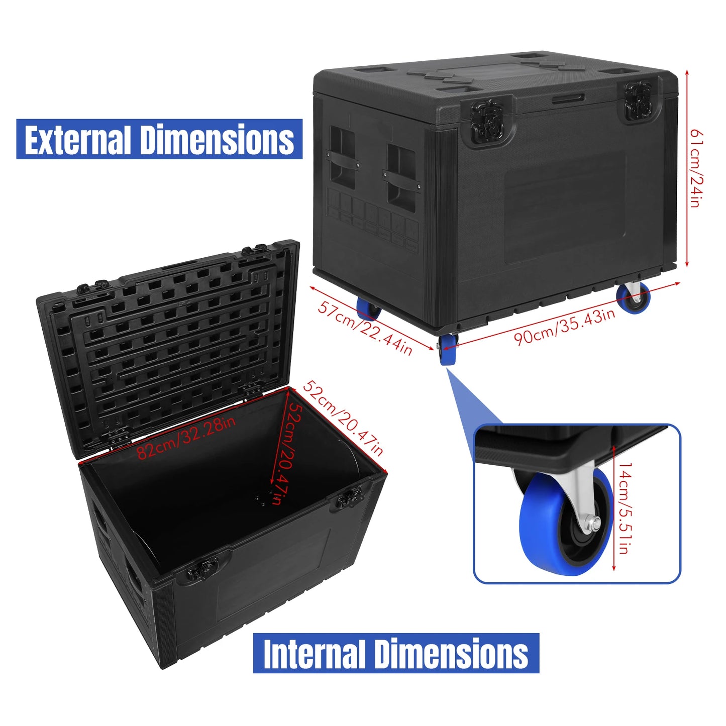 Utility Cable Trunk Road Case with Wheels Stackable ATA Rolling Road Case Waterproof for Pro Audio & DJ Equipment Storage