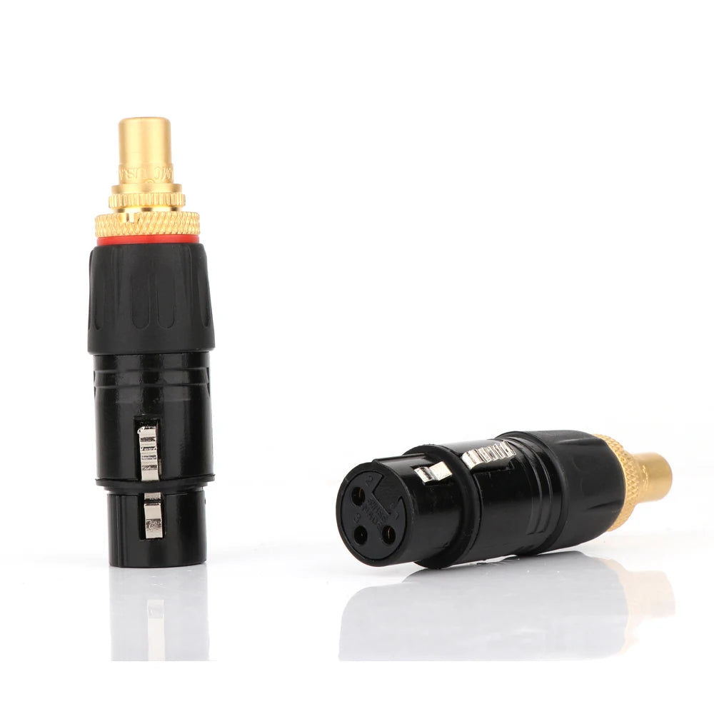 2PC NEUTRIK XLR male to RCA Female Socket Adapter plated gold RCA plug XLR to RCA Female Socket Adapter Gold Balanced Cable Plug